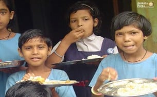 Children Having Mid Day Meal In Nayagarh