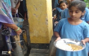 Children Standing In Queue To Have Mid Day Meal In Nayagarh